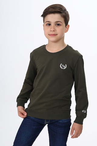 Toontoy Erkek Çocuk Baskılı Sweatshirt Haki