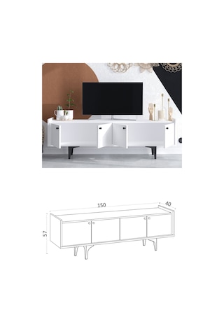 Decormet Atlas Tv Sehpası Dec0043 Beyaz Diğer