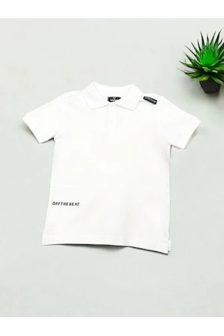 Carinos Erkek Çocuk Basic Yaka Detaylı T-shirt-14557 Beyaz