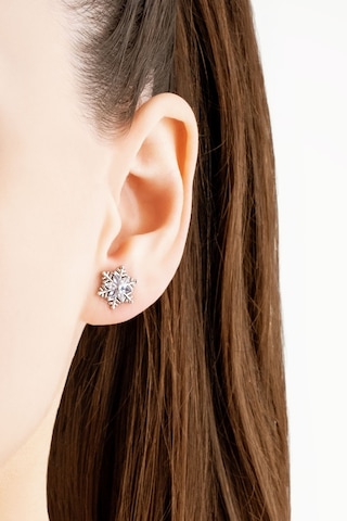 So Chic Elsa 18 Ayar Beyaz Altın Kaplama Gümüş Kar Tanesi Küpe