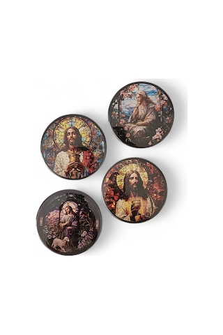 Aziz İsa Magnet Set 1 - 4'lü Jesus Christ Magnet Karışık Renkli