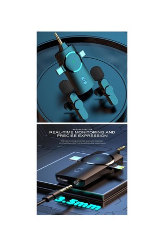Lexroo Apera Gn-02 Profesyonel Kablosuz 2 Adet Mikrofon 3 Port 3.5mm Aux Apple iPhone Uyumlu Type-c