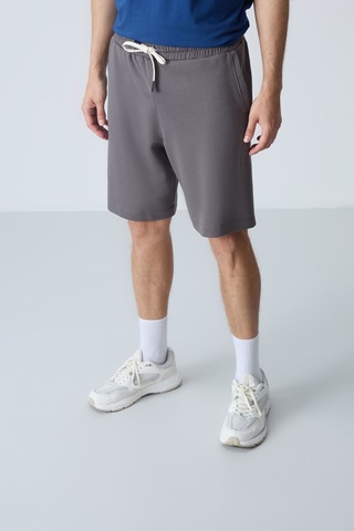 Air Jones Tommy Life Koyu Gri Pamuklu Kalın Yumuşak Dokulu Standart Fit Basic Erkek Şort - 81275 Koyu Gri