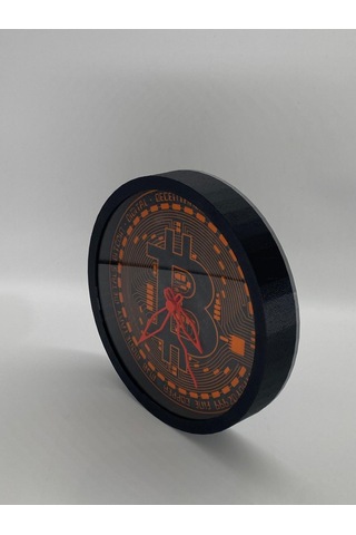 Bitcoin Temalı, Siyah Kasa, Şık Duvar Saati Siyah