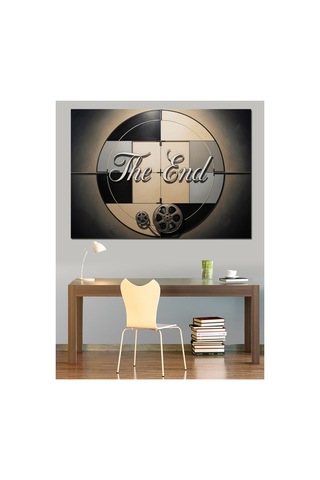 The End Yazılı Sinema Makarası Yağlı Boya Dokulu Kanvas Tablo Canvas Tablosu