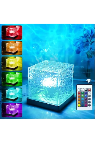 16 Renkli Kuzey Işıkları Küp Projektörlü Led Işık Yansıtmalı Çocuk Bebek Odası Gece Lambası Şeffaf