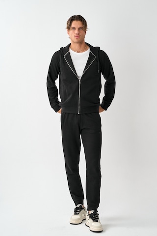 Dechers Tech Fleece Double Face Kapüşonlu Erkek Eşofman Takım E213-2 Siyah