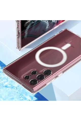 Samsung Galaxy S22 Ultra Uyumlu Kılıf Case, Transparent Hard Pc With Magsafe Charging Feature Cover