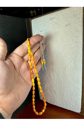 Toz Kehribar Tesbih Sarı-kırmızı T-235