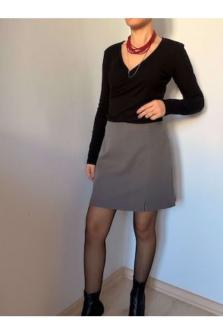 Ali Butik Mini Gri Şort Etek Gri