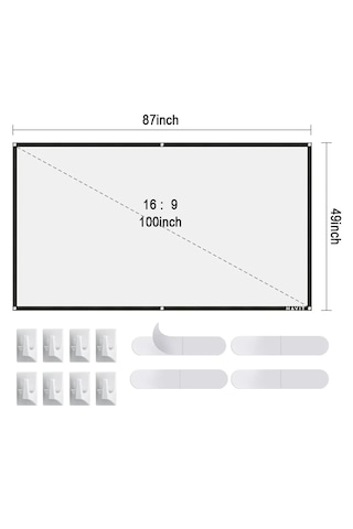 Havit Pa301 100 Inç Siyah Çerçeveli Duvar Tipi Projeksiyon Perdes