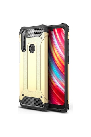 Noktaks - Xiaomi Uyumlu Xiaomi Redmi Note 8t - Kılıf Çift Katman Zırh Tank Crash Military Kapak - Gri