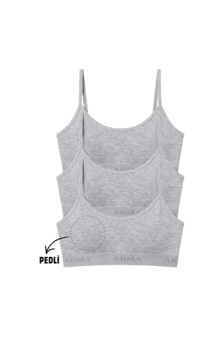 Armoris Delux Serisi Genç Kız İp Askılı Yarım Atlet Alıştırma Sütyeni 3'lü Paket Günlük Ergen İlk Deneyim Gri
