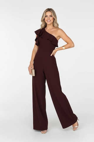 Angbutik Kadın Trend Model Tek Omuz Detay Fırfırlı Krep Kumaş Tulum
