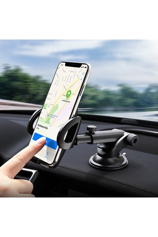 Youtek Sürekli Kilitleyen Çift Kullanimlı Araç Telefon Tutucu - Dashboard/sınıf Camı İçin, 65-105mm Genişlik, Çok Açı Görünüm, Siyah-gri Yxf155813