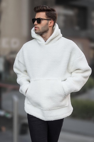 Madmext Beyaz Oversize Peluş Erkek Sweatshirt 6160-beyaz Beyaz
