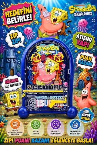 Pinball Sunger Bob Eğitici Oyuncak Retro Eğitici Oyuncak Mavi