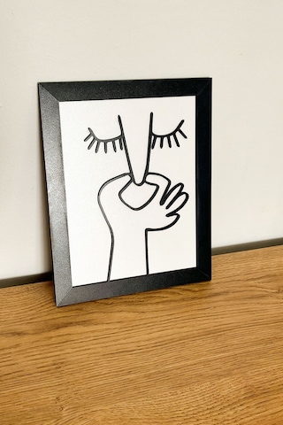 Modern Siyah Çerçeveli Ahşap Tuvalet & Banyo Tablosu 25x20 Cm