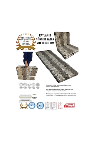 Katlanır Yer Yatağı Ve Tek Kişilik Sünger Katlanır Minder Yatak 70x180x6 Cm-leopar