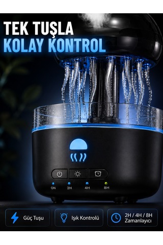 Usb Çalışan Denizanası Hava Nemlendirici 7 Renk Rgb Aydınlatmalı Sessiz Buhar Makinesi Sarı