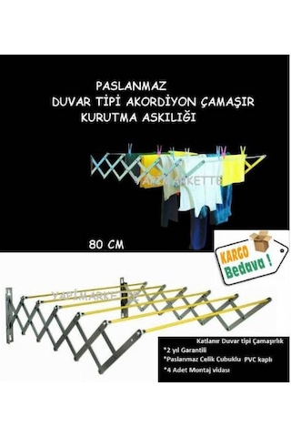 Maxas Xberen Katlanır Akordiyon Çamaşırlık - Ev Içi-Balkon-Otel 100 Cm - 7 Çubuklu-Gri Beyaz