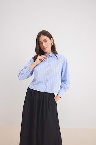 DeFacto Relax Fit Çizgili Poplin Uzun Kollu Gömlek E1261AX25SPNV248