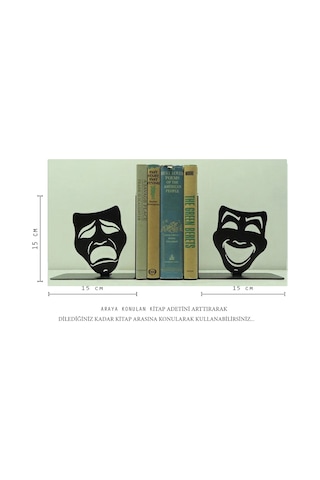 Maske Figürlü Dekoratif Metal Kitap Tutucu - Kitap Desteği