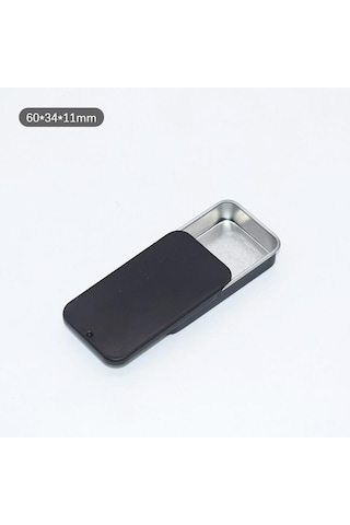 Metal Dikdörtgen Boş Mini Teneke Kutu Teneke Plaka İtme Şeker Hap Kutuları Saklama Kutusu Siyah