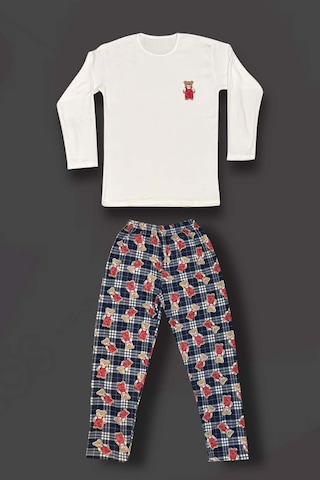 Genel Pamuklu İnterlok Kadın Pijama Takımı Beyaz