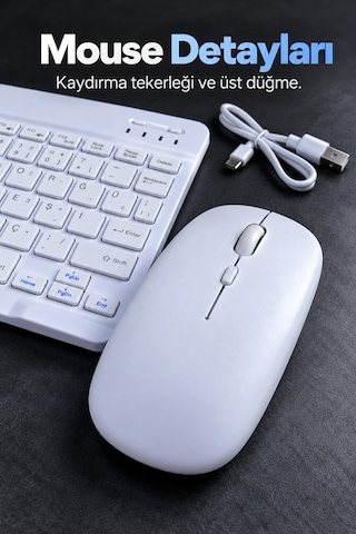 Kablosuz Klavye Mouse Seti Beyaz Türkçe Q - Lisinya