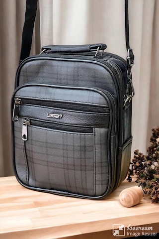 Erkek Çelik Kasalı Çapraz Çanta Büyük Boy Siyah