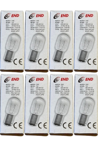 End 15w B15d Duylu Dikiş Makinesi Ampulü 8 Adet