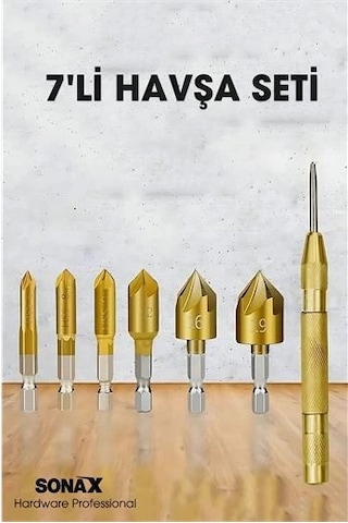 Mey İthalat 7'li Profesyonel Havşa Matkap Ucu Seti - Hss Titanyum Kaplı Ve Otomatik Nokta Zımba 722454