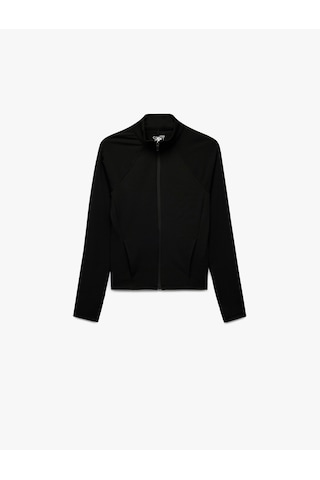 Koton Fermuarlı Dik Yaka Cepli Oversize Spor Ceket Siyah 5sak20012nk Siyah