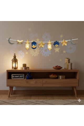 Dodomar 140 Cm Ramazan Dekoratif Süs Mavi Gold - Ramazan Asma Ve Duvar Dekoru Diğer