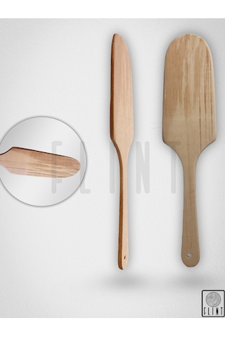 Gürgen Ağacı El Yapımı Tahta Ahşap Servis Spatula Çevirgeç 37 Cm