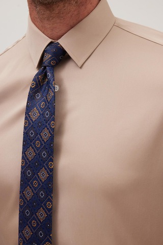 Tudors Slim Fit Bej Non-ıron %100 Pamuk Doğa Dostu Ekoteks Belgeli Ütü Gerektirmez Gömlek-37368 Bej