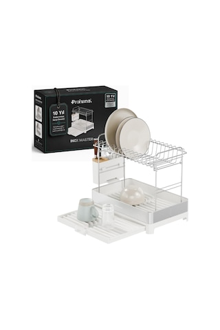 Prohane Inox Master Kd410 / Genişletilebilir 2 Katlı Bulaşıklık / 304 Paslanmaz Çelik / Su Tahliyeli Tezgah Üstü Çok Renkli