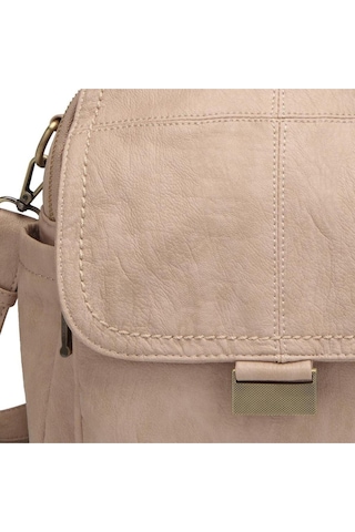 Yıkama Deri Sırt Askılı Kadın Çantası 21-k Barcelona 1908 Koyu Bej