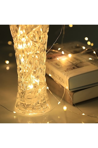 Robeve Peri Led 10 Metre Gün Işığı Sarı Renkli Pilli Dekoratif Aydınlatma Süsleme Parti Sarı Led Işık Yılbaşı Led Işık Süsleme Dekorasyon Işığı Şerit Aydınlatma Led