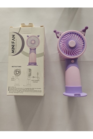 Mini El Fanı Şarjlı Telefon Tutuculu Figürlü 3 Kademeli Taşınabilir Vantilatör Masa El Tipi Serinletici Soğutucu