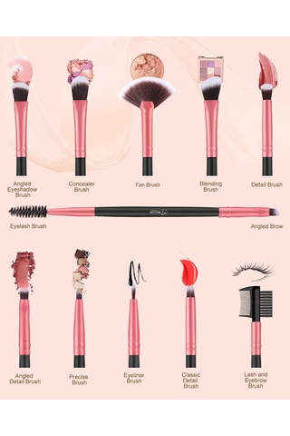Makyaj Fırçaları Makyaj Fırça Seti - 16 Parça Bestope Pro Premium Sentetik Fondöten Kapatıcı Göz Farı Makyaj Fırçası, Eyeliner Fırçaları Rosegold