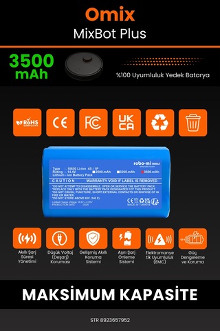 Omix Mixbot Plus Uyumlu 2600mah Robot Süpürge Bataryası
