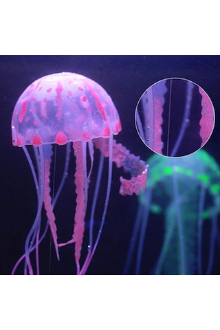 Vkemall Oranj Orta Boy Fluoresan Yumuşak Silikon Denizanası - Akvaryum Dekorasyonu, Canlandıran Su Ortamı, Zenginleyici Görünüm