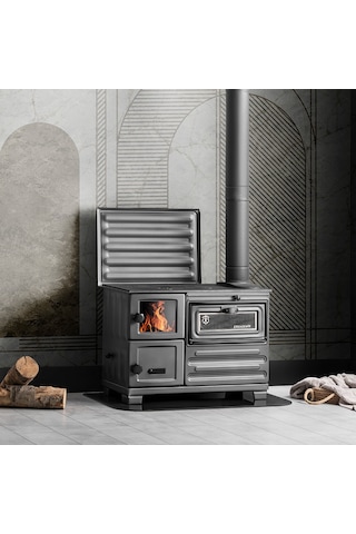 Erendemir EM804B-T Kuzine Siyah Şömine Tuğlalı Soba