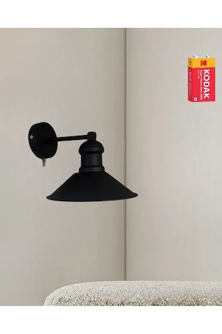 Ömür Avize Retro Pilli Aplik Siyah Beyaz