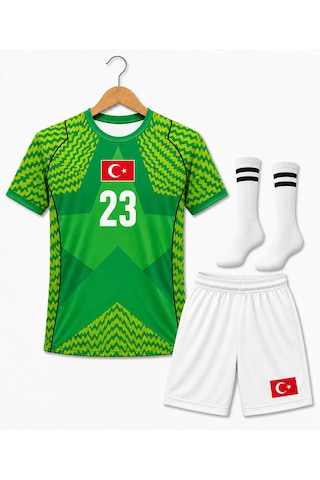 Yenteks Türkiye Uğurcan 23 Numara Çocuk Kaleci Forması 4 Parça Açık Yeşil