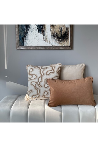 "sable & Curve" Dekoratif Kırlent Set Kahverengi - Vizon - Krem