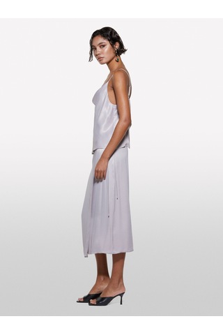 Sisley %100 Viskoz Saten Midi Etek Kadın Gri Etek - 325p42bzl002r