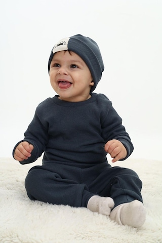 My Kids Wear Fitilli Unisex Bebek - Çocuk Üçlü Takım Krem-Mavi